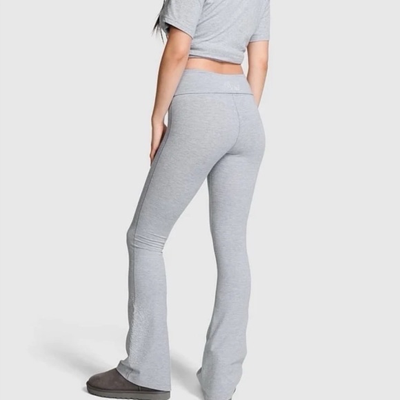 PINK Victoria's Secret Pants - vs PINK flare leggings IN HEATHER GREY BLING NEW RELEASE M-XXL & SHORT LENGTH